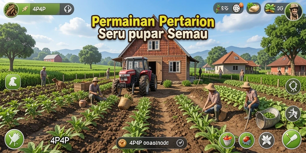 Tangkapan layar utama 4P4P menampilkan gameplay bertani yang mengasyikkan.