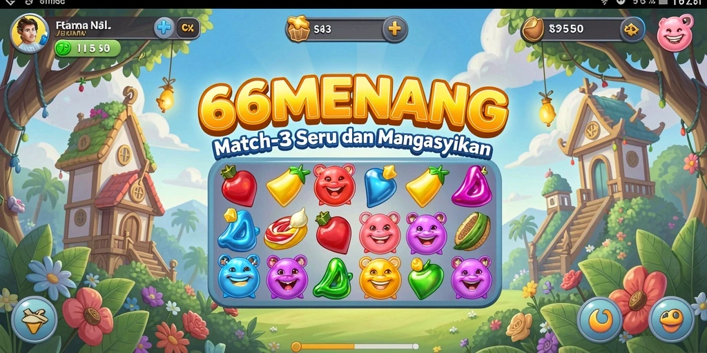 Tampilan gameplay seru dari 66MENANG saat mencocokkan elemen.