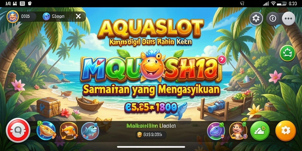 Tampilan gameplay AQUASLOT yang seru dan penuh warna.