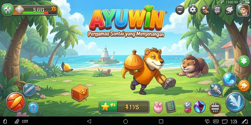 Tampilan gameplay AYUWIN yang berwarna dan interaktif.