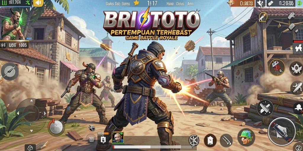 Tangkapan layar BRIOTOTO menampilkan aksi pertempuran seru dalam mode Battle Royale.