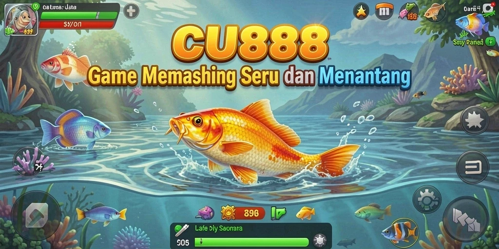 Screenshot gameplay CU888 menampilkan aksi memancing yang seru.