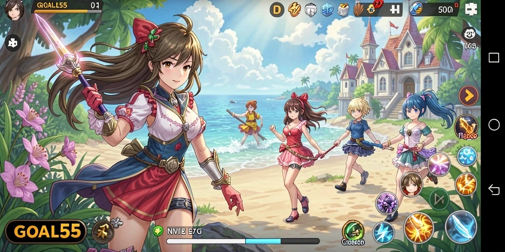 Tampilan gameplay seru dan karakter anime yang menawan.