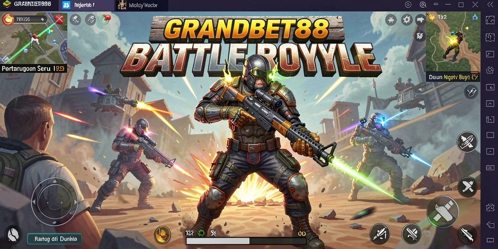 Tampilan gameplay mendebarkan di <strong>GRANDBET88</strong>, penuhi tantangan pertempuran Battle Royale.