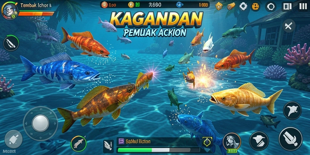 Tangkapan layar KAGANDAN menampilkan aksi seru dalam game Tembak Ikan.