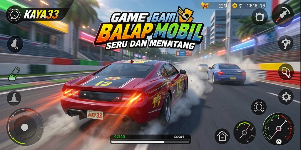 Gameplay seru KAYA33 dengan balapan di trek yang menantang.