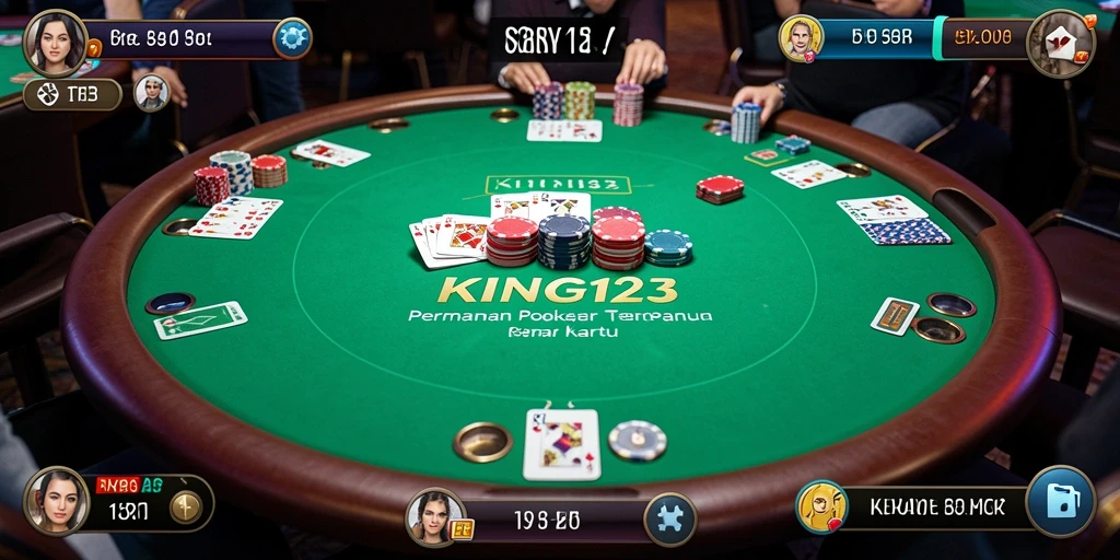 Tampilan gameplay KING123 dengan kartu poker yang menantang.