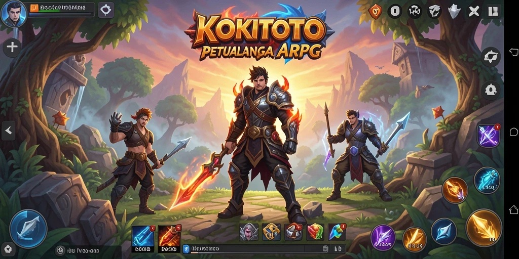 Tangkapan layar KOKITOTO yang menampilkan pertarungan epik dalam dunia ARPG.