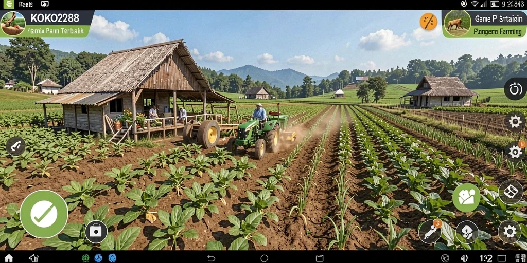Screenshot gameplay KOKO288 menampilkan suasana ladang yang indah dan interaksi petani.