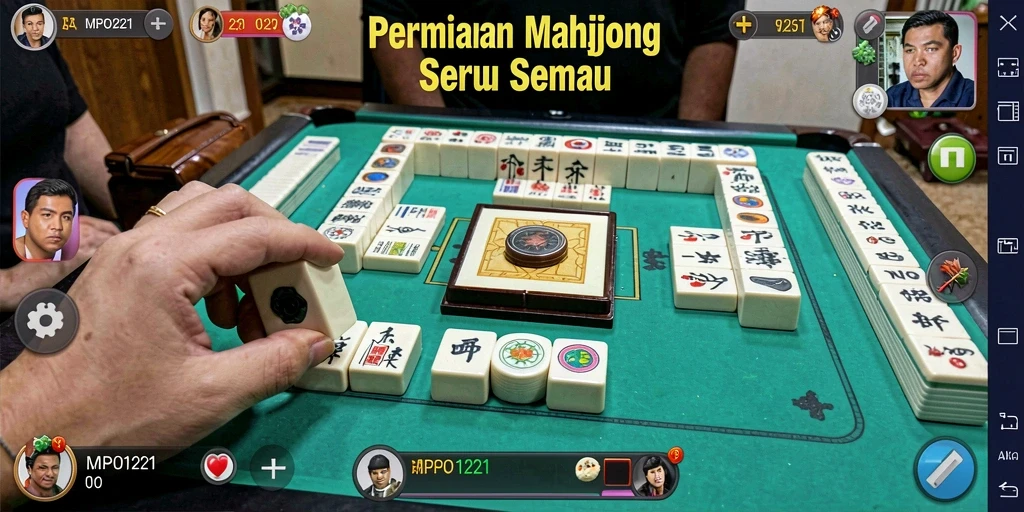 Tampilan gameplay seru dari MPO1221, game Mahjong yang menantang.