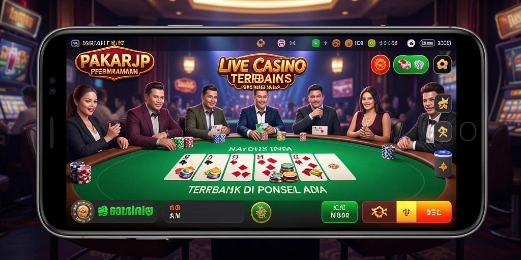 Screenshot gameplay PAKARJP menampilkan dealer langsung dan meja permainan.