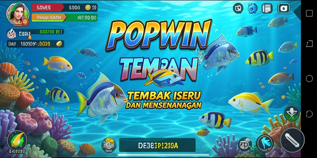 Tangkapan layar POPWIN menampilkan aksi seru dalam Tembak Ikan.
