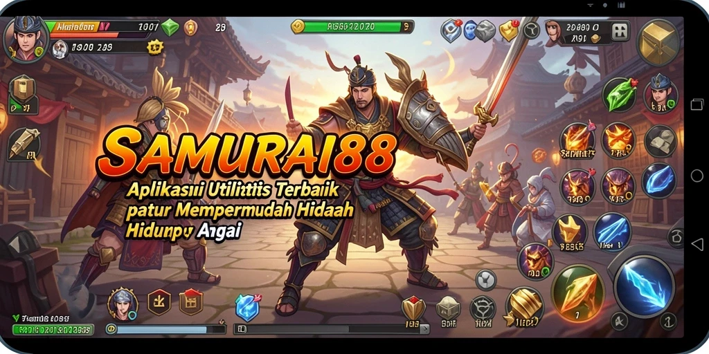 Tampilan utama aplikasi SAMURAI88 yang menonjolkan fitur utilitas.