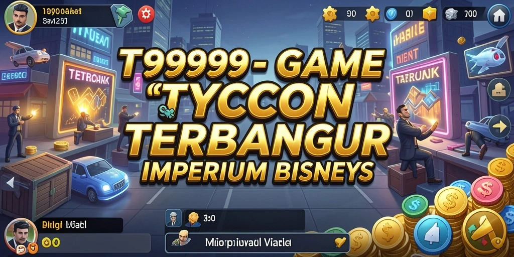 Screenshot gameplay T9999 menampilkan suasana bisnis yang dinamis.