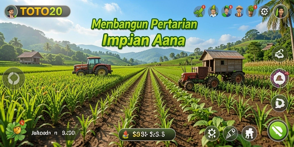 Screenshot gameplay yang menunjukkan aktivitas pertanian di TOTO20.