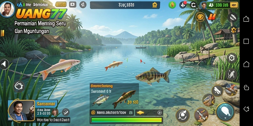 Gameplay UANG77 menangkap momen seru saat memancing ikan.